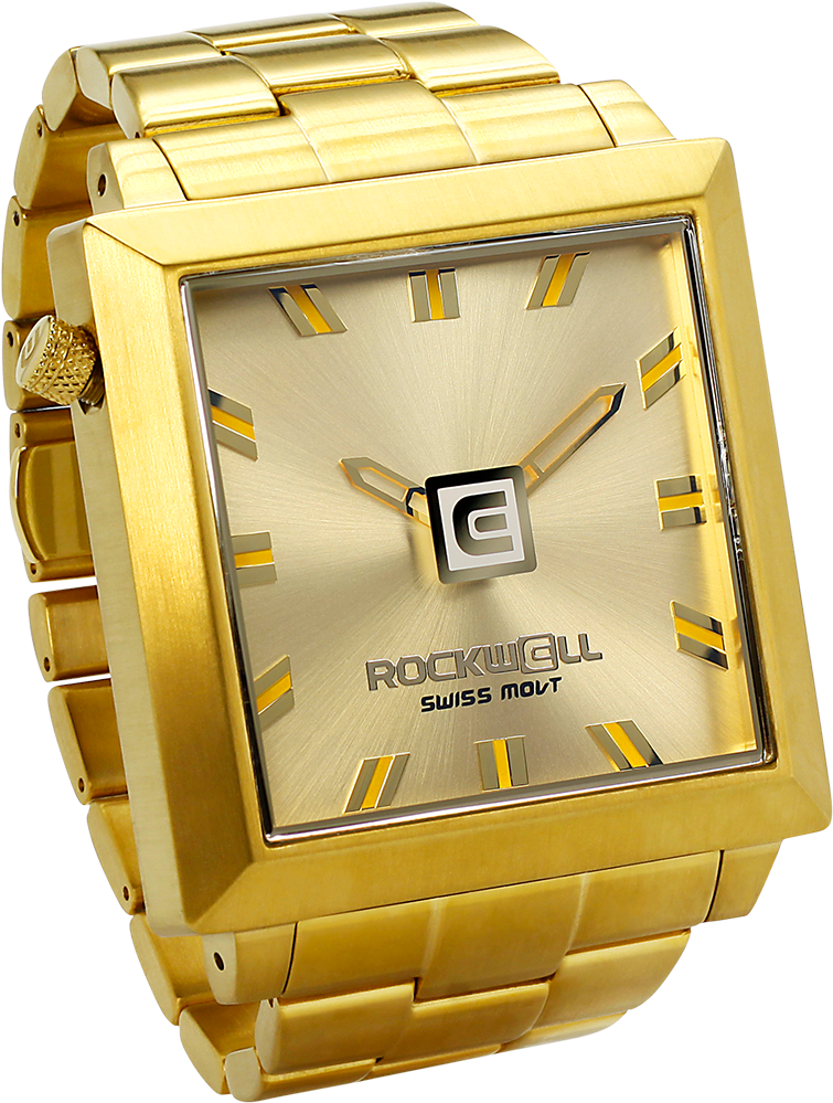 50mm2 - Rockwell Time 50mm2 Squared Wristwatch Gold / White (835x1026), Png Download