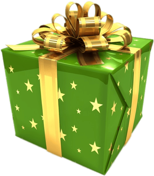 Green Gift Box With Golden Ribbon Png - Blue And Green Gift Box (600x600), Png Download
