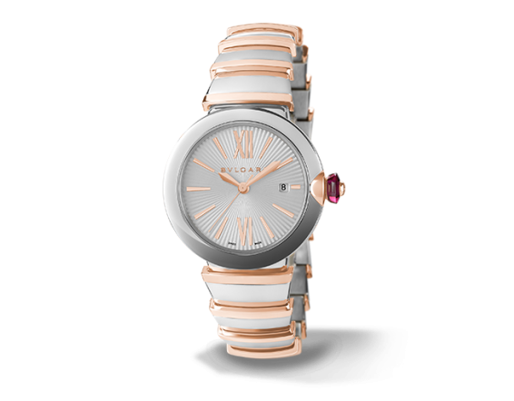 Lucea 33mm Rose Gold Watch With Grey Index Dial, , - Bvlgari Ladies Watch (570x466), Png Download
