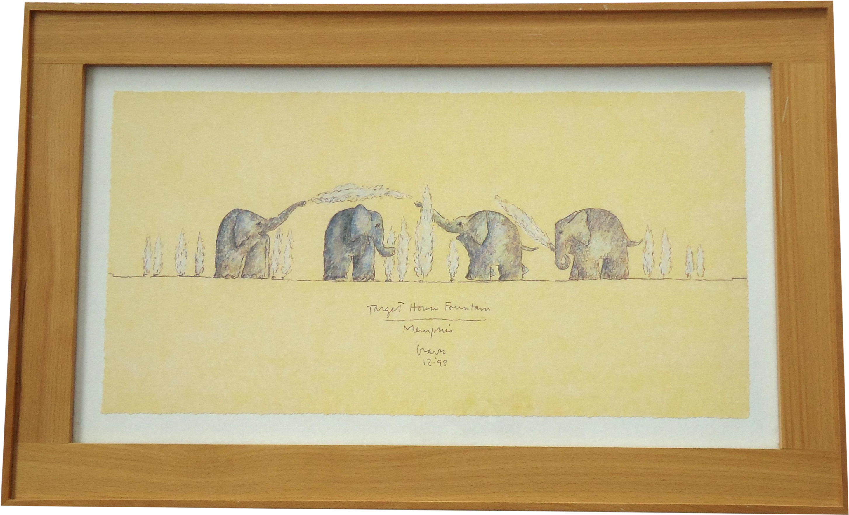 Elephant Fountain By Michael Graves - Drawing (3229x1958), Png Download