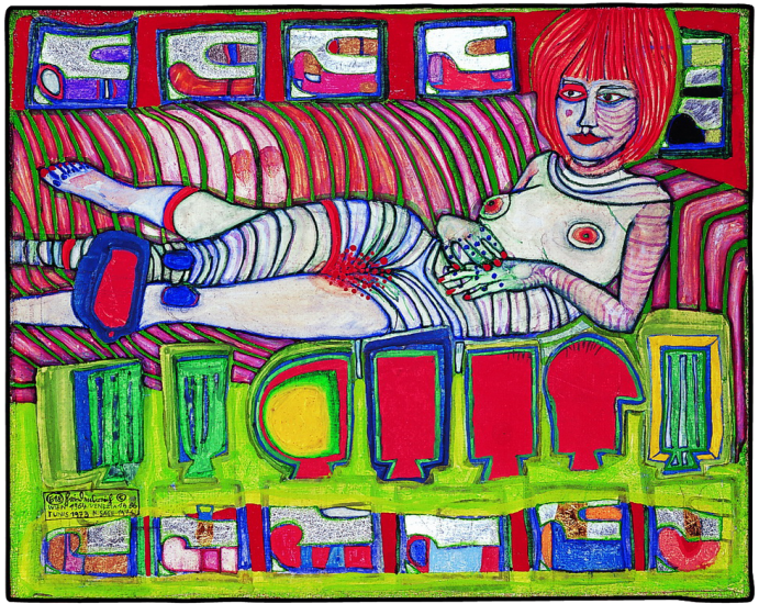 Watercolour, Egg Tempera, Oil, Chocolate And Cigarette - Hundertwasser Most Famous Paintings (753x600), Png Download