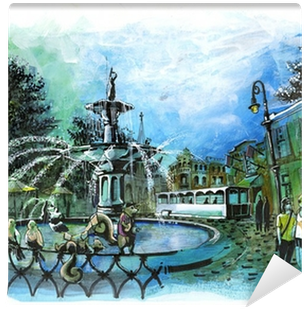 Savannah Georgia Beautiful Fountain Tourist Place Illustration - Illustration (400x400), Png Download