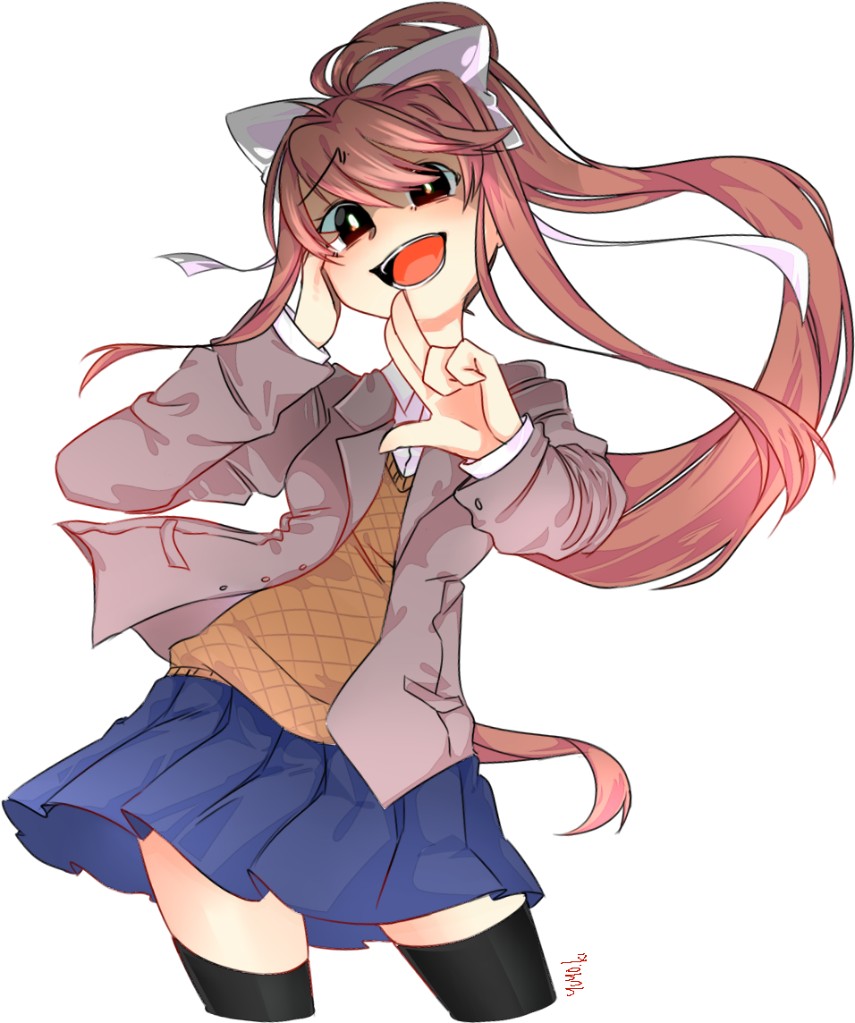 Resized To 85% Of Original Loading Monika (doki Doki - Моника Доки Доки Литературный Клуб (1000x1350), Png Download