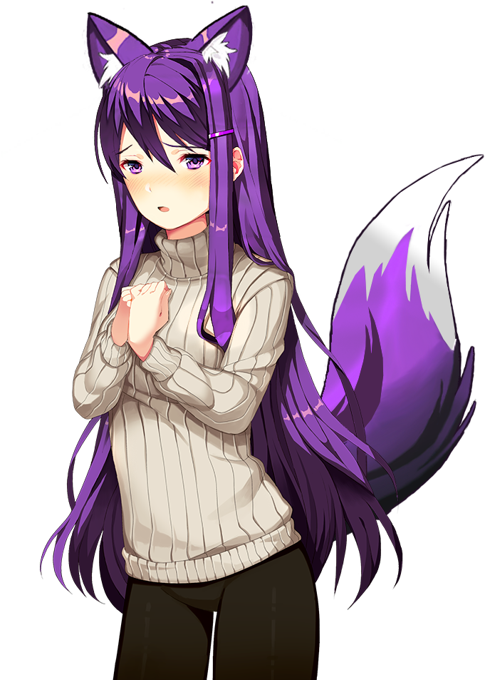 O No Yuri's A Furry - Doki Doki Literature Club Neko (960x960), Png Download