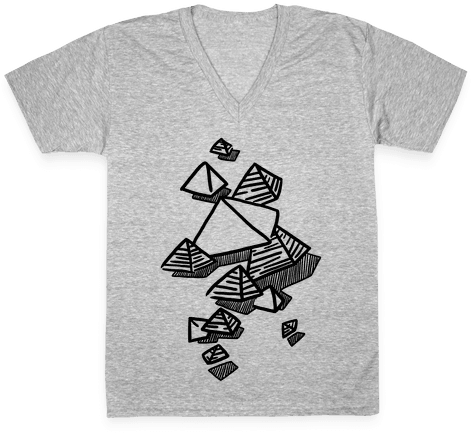 Geometric Pyramids V-neck Tee Shirt - Geometric Pyramids Tote Bag: Funny Tote Bag Mids Tote (484x484), Png Download