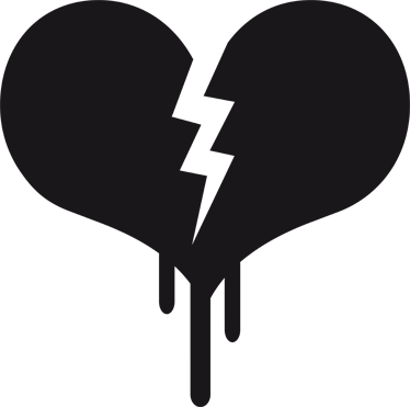 Corazon Negro Roto Png (374x371), Png Download