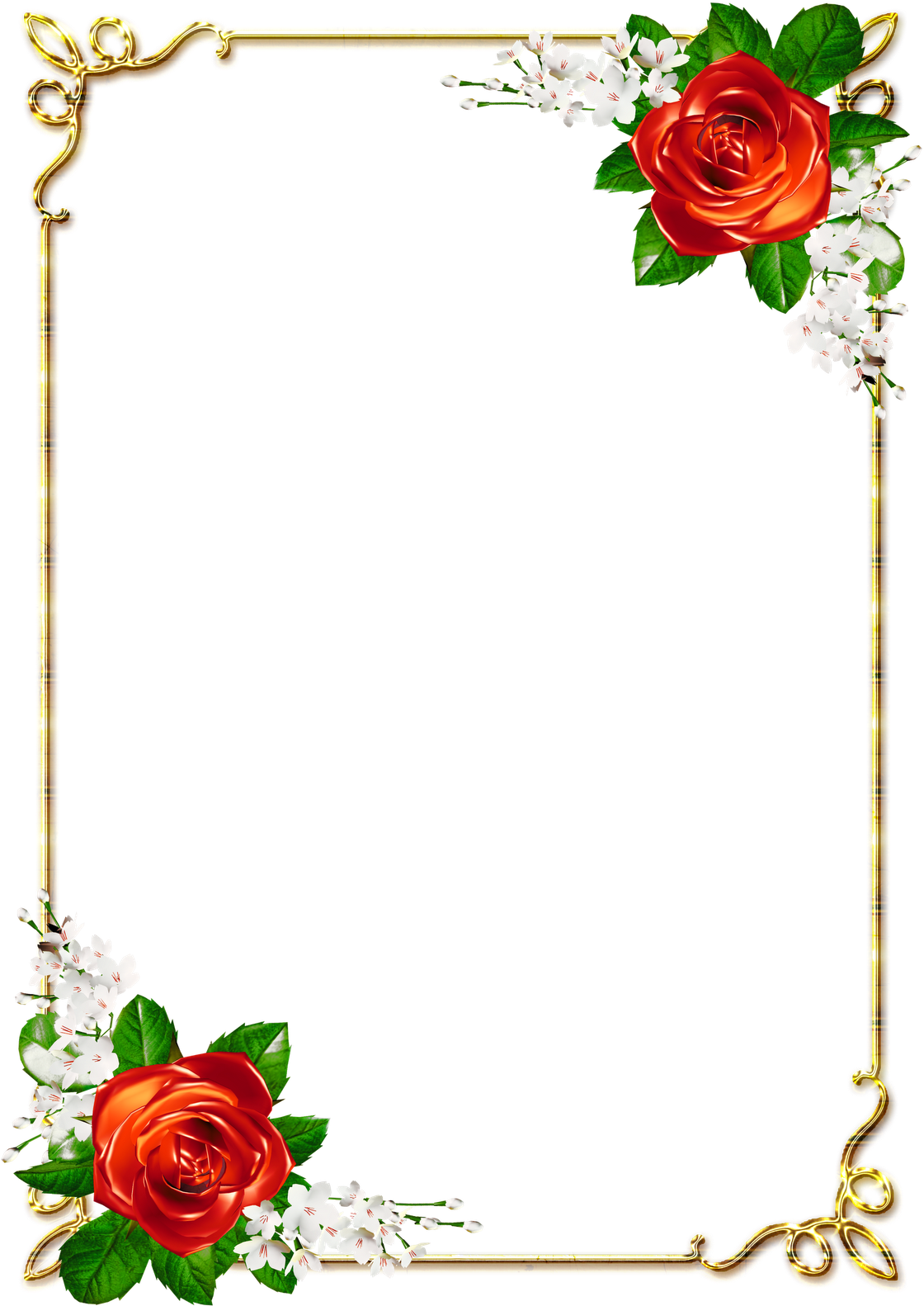 Imagens Psd E Png Fundo Transparente Grátis Para Programas - Moldura Com Rosas Vermelhas (1120x1600), Png Download