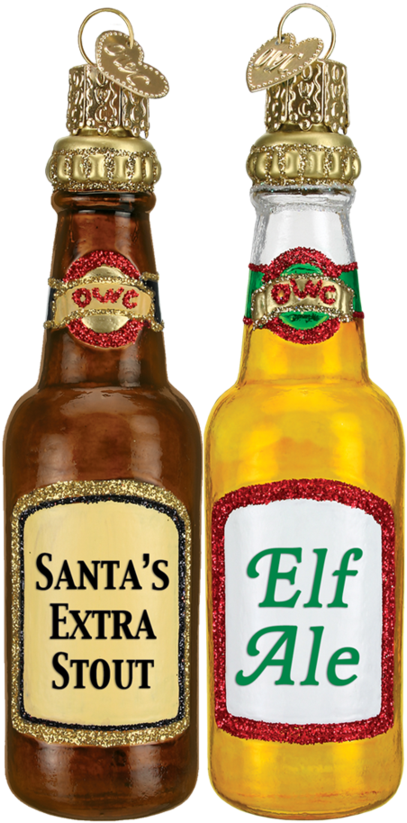 Old World Christmas Santa's Beer Bottle Glass Christmas - Beer Ornament (900x900), Png Download