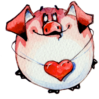 Watercolor Piggies Messages Sticker-1 - Illustration (408x408), Png Download
