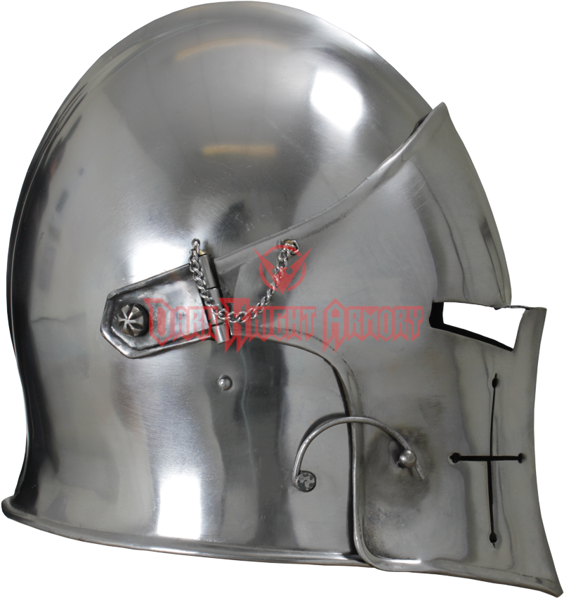 Visored Barbuta Helmet - Knight Helmet Side View (850x850), Png Download