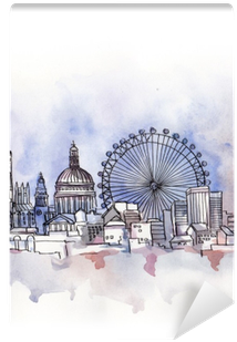 The Panoramic View Of London Watercolor Of European - London (400x400), Png Download