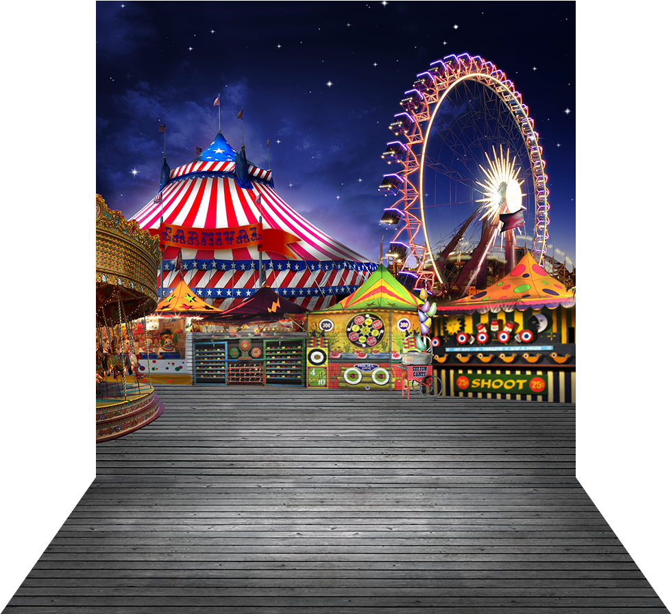 Carnival Transparent Vintage Graphic Royalty Free Library - Ferris Wheel (1000x1000), Png Download