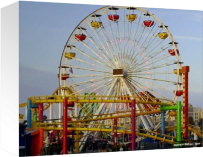 Santa Monica Pier Ferris Wheel - Ferris Wheel (674x516), Png Download