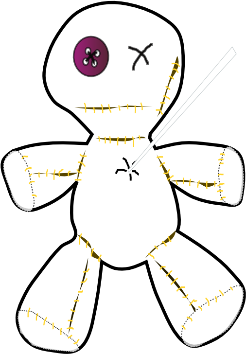 Voodoo Doll Black White Line Art Coloring Book Colouring - Clip Art Voo Doo (555x785), Png Download