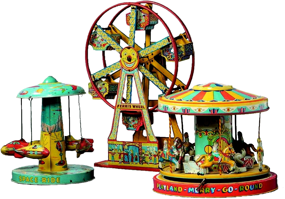 Planes, Ferris Wheel, And Merry Go Round - Carousel (1030x709), Png Download