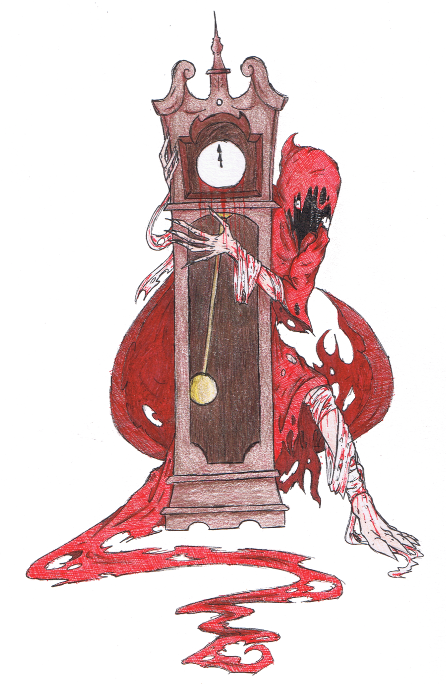 Ebony Clock By Blackfire64 On Deviantart - Masque Of The Red Death Clock Drawing (900x1379), Png Download