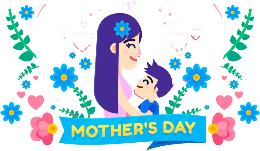 Download Mothers Day Cartoon Illustration Free Png - Mothers Day Clipart Png (1024x733), Png Download