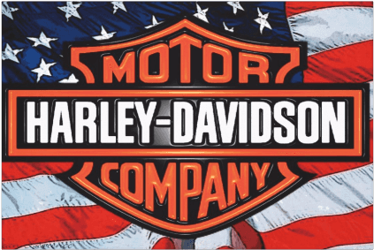 Imagem Do Quadro Decorativo Harley Bandeira E - American Flag Harley Davidson Logo (564x564), Png Download