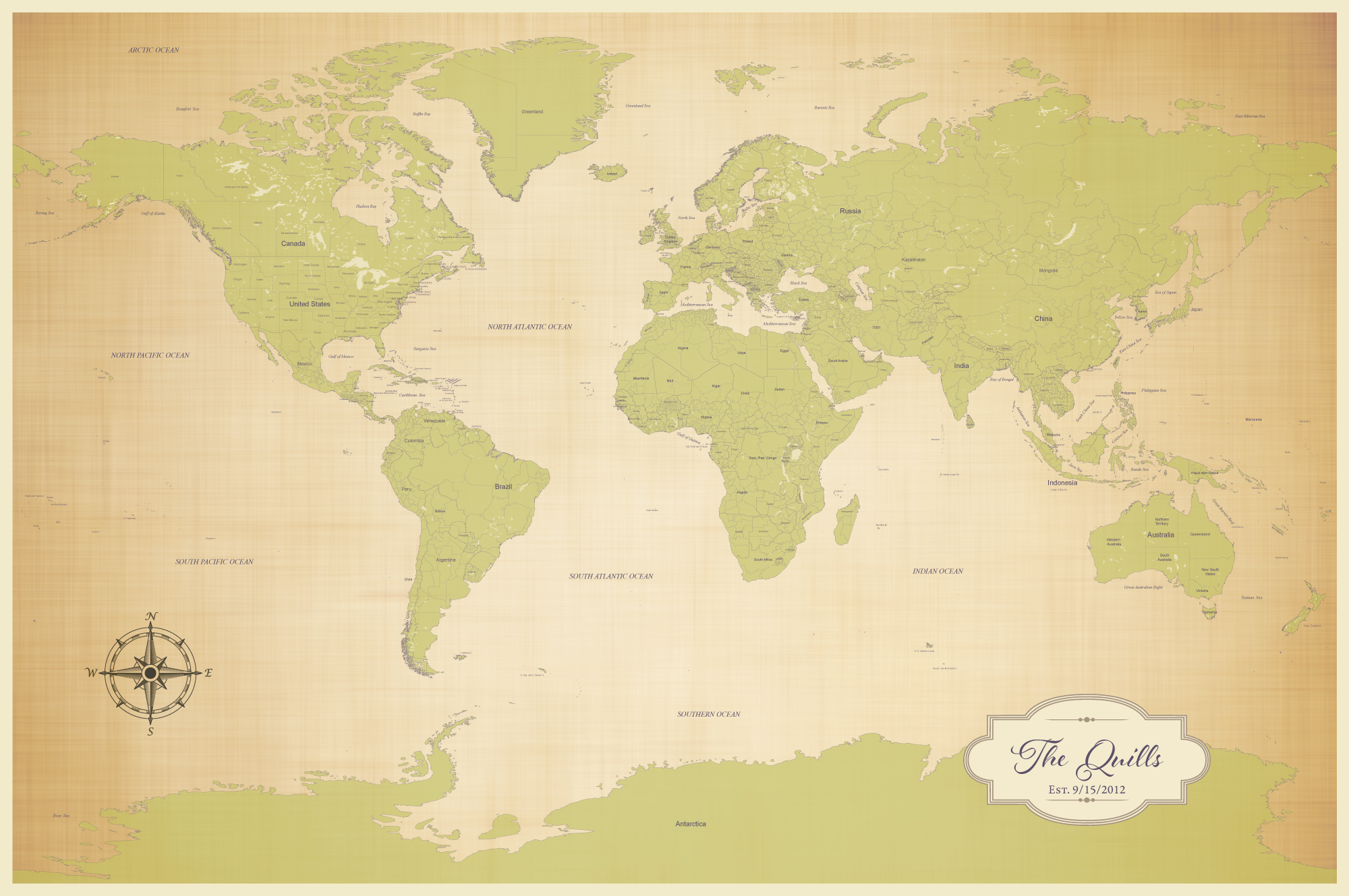 World - Personalized Wedding Anniversary Pushpin Map (2000x1329), Png Download