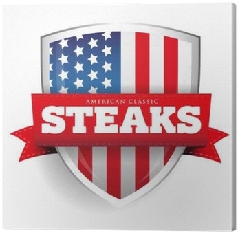 Quadro Em Tela Bifes Escudo Do Vintage Com Bandeira - Bbq Usa Logo (400x400), Png Download