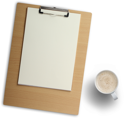Download Wood Clipboard And Coffee Cup Png Image - Paper Clip Board Png (500x470), Png Download