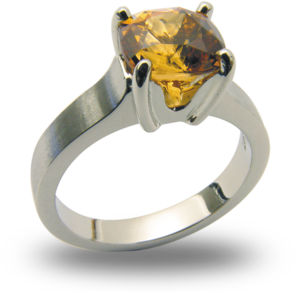 Platinum Spessartite Garnet Ring In A Solitaire Mounting - Garnet (600x600), Png Download