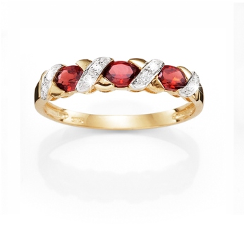 9ct Garnet & Diamond Ring - Ring (350x350), Png Download