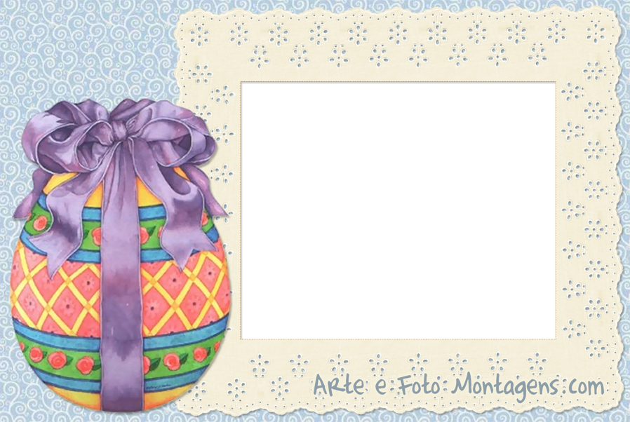 Montagem Para Fotos - Vintage Decorated Easter Egg And Bow Counted Cross (898x602), Png Download
