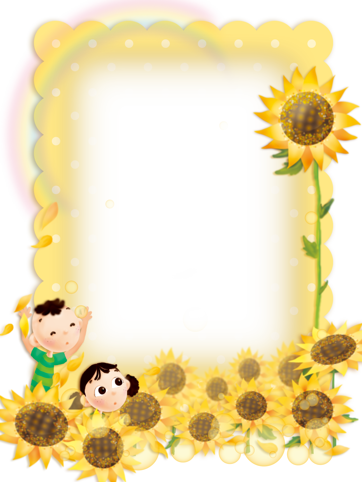 Picture Cute Child Border - Sunflower Border Clipart (1240x1648), Png Download