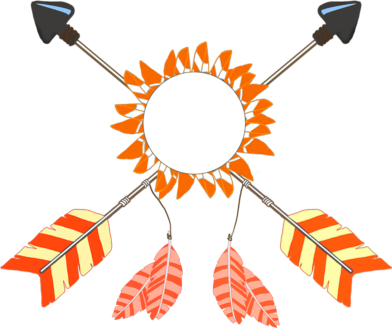Tribal Crossed Arrows Graphic - Crossed Feather Arrow Clipart (1413x1299), Png Download