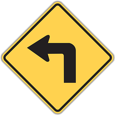 W1-1 Turn - Left Turn Traffic Sign (400x400), Png Download