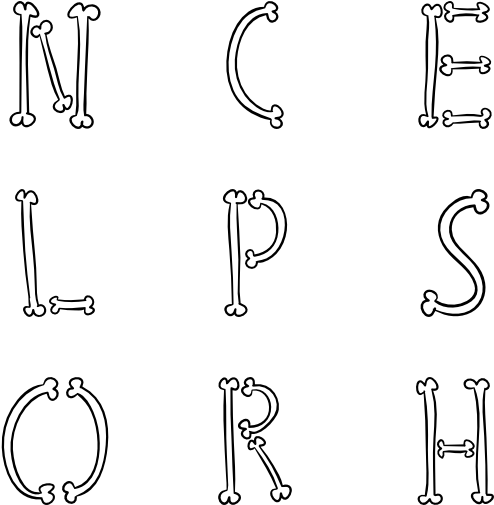 Abc Bones Stoke - Line Art (600x564), Png Download