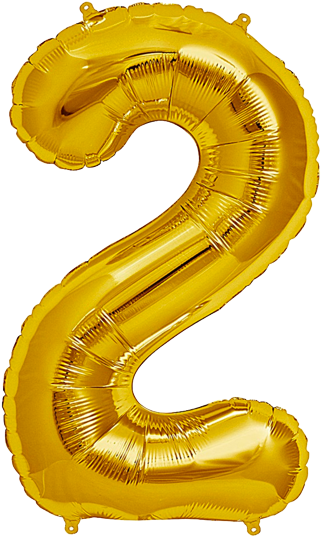 Download Number Two 2 Jumbo Gold Foil Balloon - Gold 2 Balloon