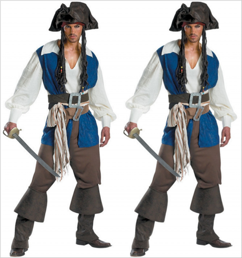 Pirates Of The Caribbean Jack Sparrow Outfit Cosplay - Mens Pirates Of The Caribbean Captain Jack Sparrow (800x1200), Png Download