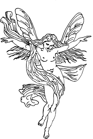 Vector Free Fairy - Drawing (321x480), Png Download