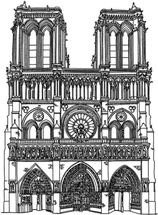 Vinilo Decorativo Catedral De Notre Dame, De París - Catedral Notre Dame Dibujo (458x458), Png Download