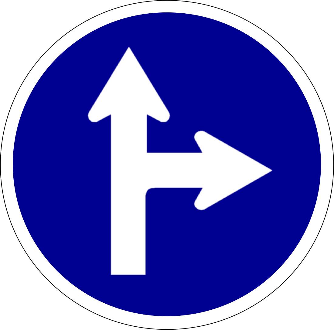 Indonesia Road Sign Mandatory 2b - Obligation De Tourner À Droite (1100x1089), Png Download