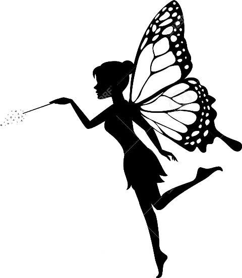 Fairy With Wand Silhouette (480x552), Png Download