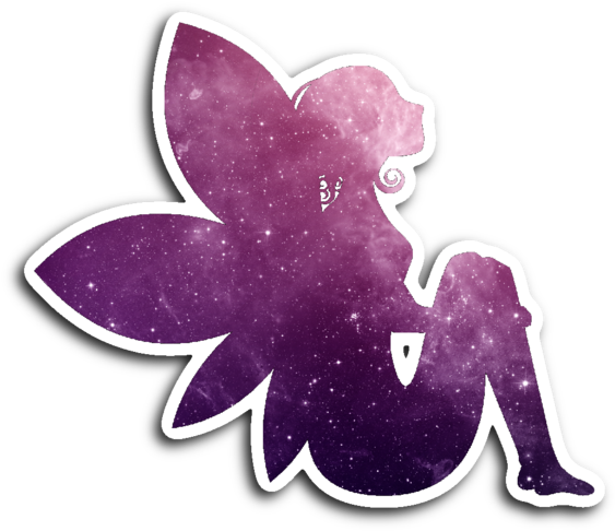 Purple Fairy Silhouette Vinyl Die Cut Sticker - Sitting Glitter Fairy (purple) Beach Towel (600x600), Png Download