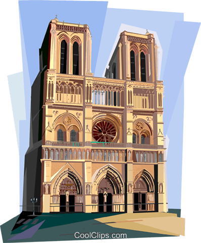 Notre Dame De Paris, France Royalty Free Vector Clip - Notre Dame Cathedral Clipart Png (398x480), Png Download
