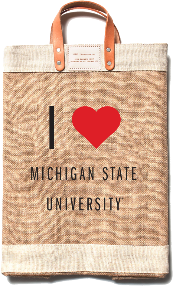 I Heart Michigan State University Apolis Market Bag - Apolis Richmond Market Bag - Brown - Totes (1000x1333), Png Download
