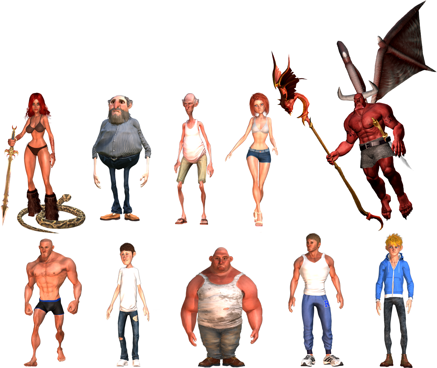 Iclone Cartoon Characters (1400x1192), Png Download