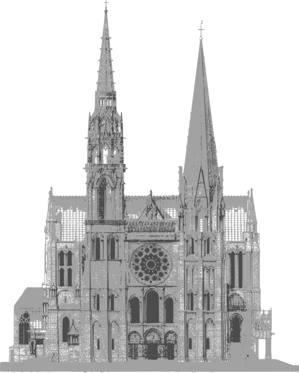 Chartres Cathedral Notre-dame De Paris Reims Cathedral - Fachada Catedral Gotica Dibujo (602x750), Png Download