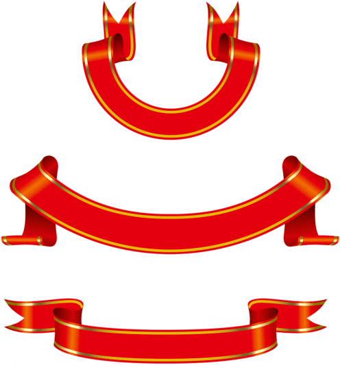 Red Banner Set Png Clipart (536x600), Png Download