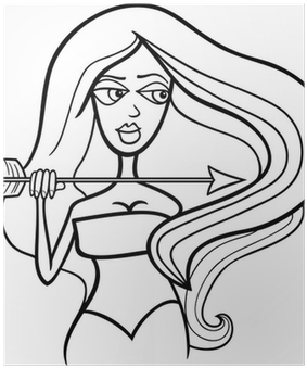 Woman Sagittarius Sign For Coloring Poster - Sagittarius (400x400), Png Download