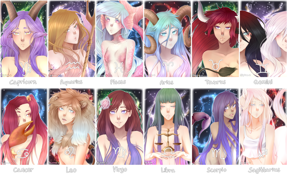 Draw This Again Zodiac Signs Speedpaint By - Zodiac Signs As Anime Girls (1143x699), Png Download