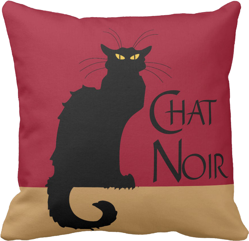 Chat Noir Vintage Throw Pillow - Design (1106x1106), Png Download