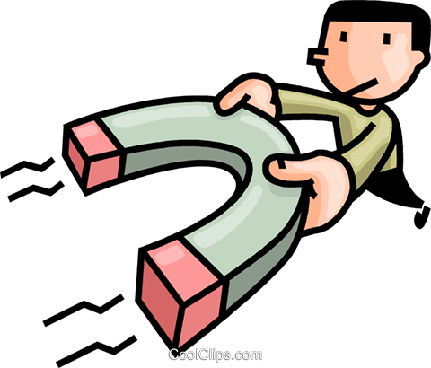 Man With A Magnet Royalty Free Vector Clip Art Illustration - Magnet Clip Art Png (480x410), Png Download