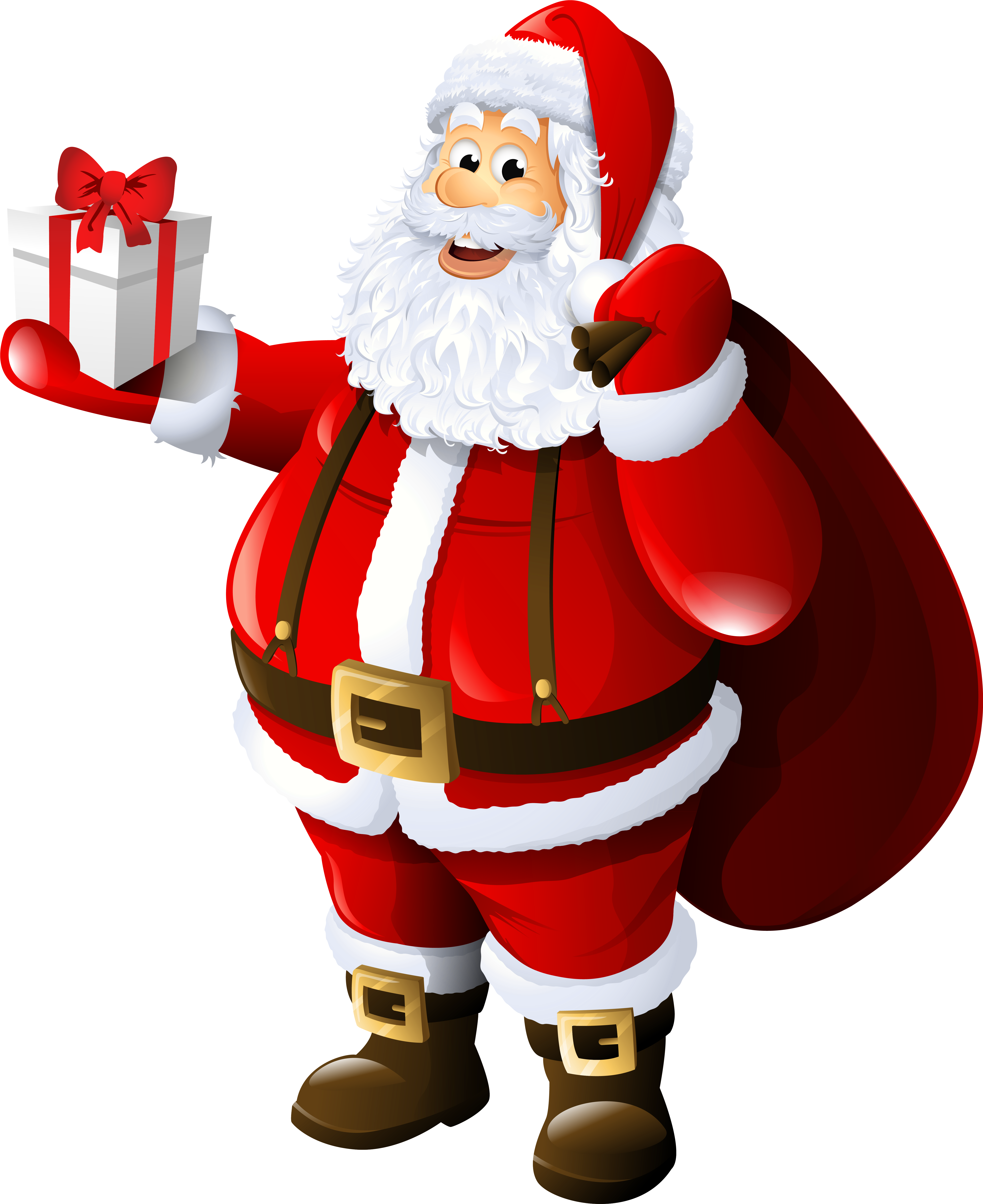 Transparent Santa Claus With Gift And Bag - Merry Christmas Whatsapp Dp (5481x6297), Png Download