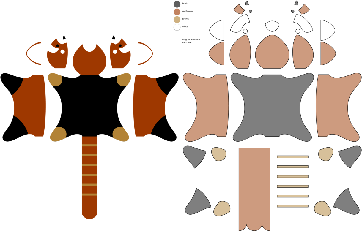 Red Panda Beanie Pattern - Red Panda Felt Pattern (1280x816), Png Download